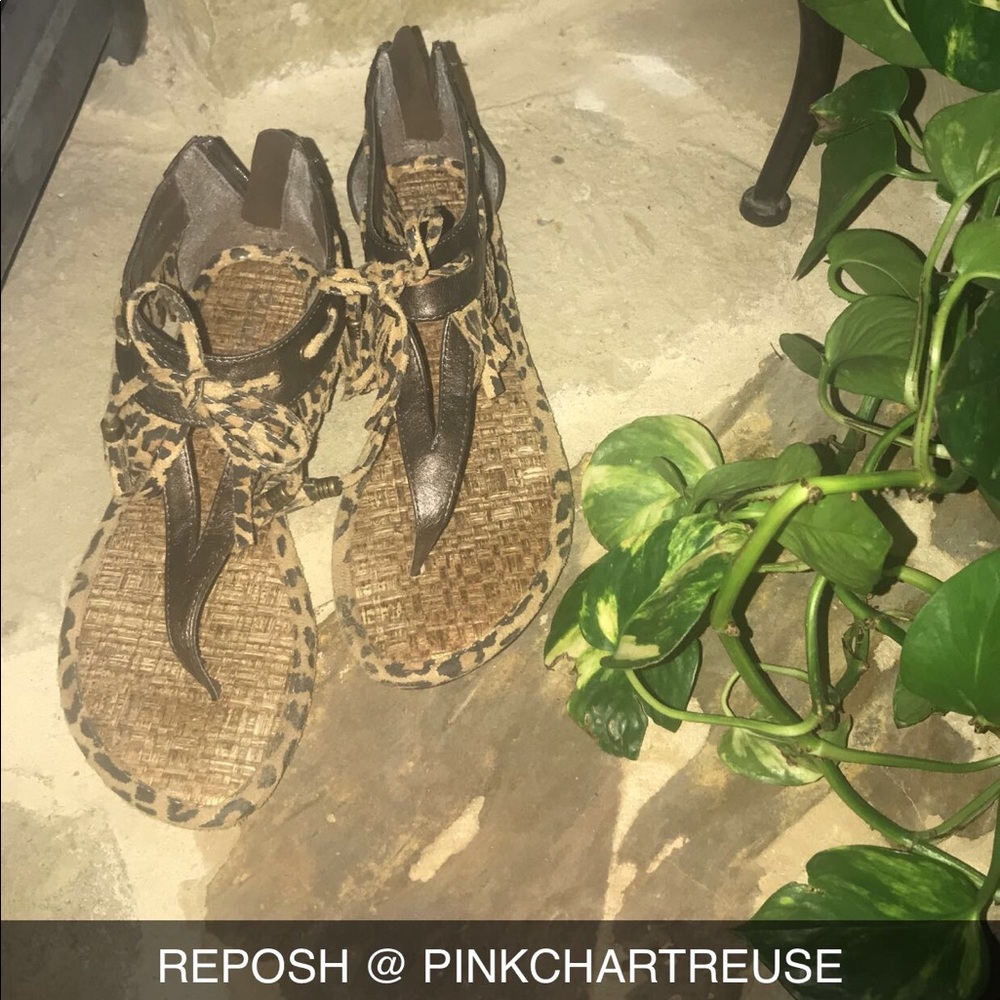 2 Lips Too Fringe | Leopard Print Sandals Size: 8